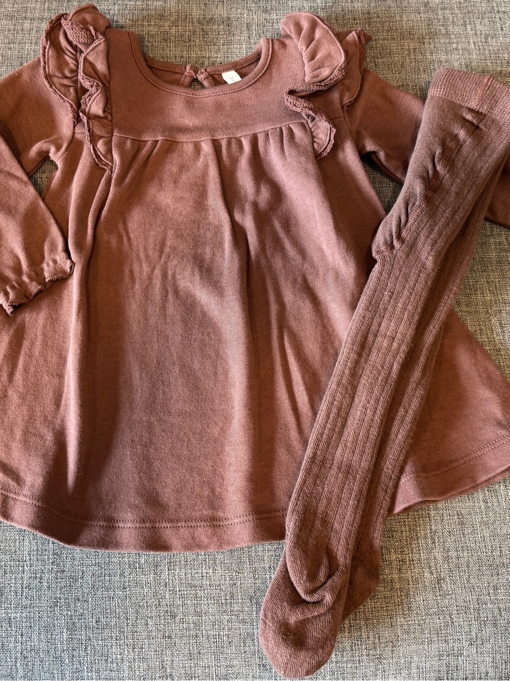 Quincy Mae Long Sleeve Flutter Dress with Matching Sweater Tights